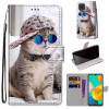 Чехол-книжка Coloured Drawing Cross для Samsung Galaxy M32/A22 4G 4G - Mirror Cat