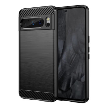 Протиударний чохол Brushed Texture Carbon Fiber на Google Pixel 8 Pro - чорний