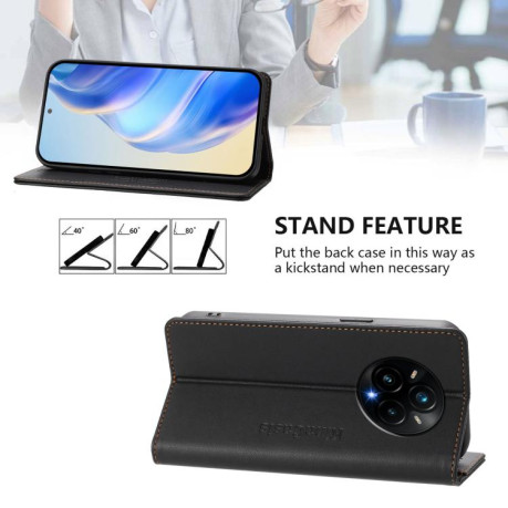 Чохол-книжка RC01 Dual-Folded Magnetic Suction RFID Leather на Realme 14 Pro+ 5G - чорний