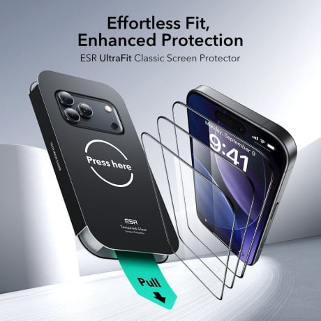 Комплект защитного стекла ESR UltraFit Tempered Glass 2-pack на iPhone 17 Pro Max - transparent