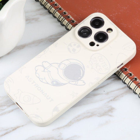 Противоударный чехол Astronaut Pattern Silicone Straight Edge для iPhone 16 Pro - Flying Astronaut-White