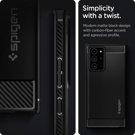 Оригінальний чохол Spigen Rugged Armor Samsung Galaxy Note 20 Ultra Matte Black