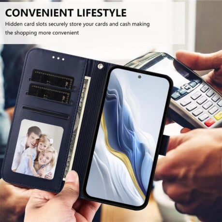 Чохол-книжка Escase з рельєфним котом і ремінцем для Realme Note 70 / Note 70T 4G / C71 4G India — синій