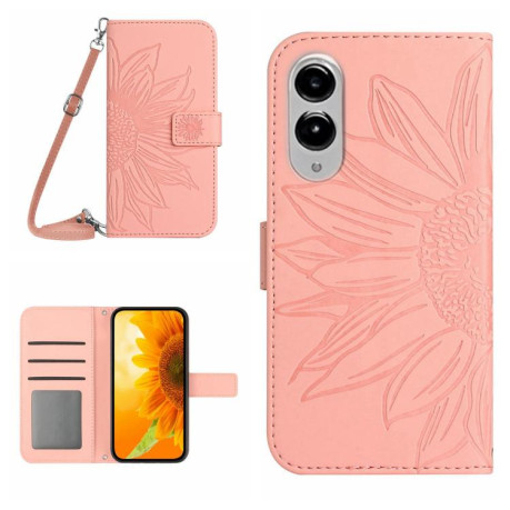 Чехол-книжка Skin Feel Sun Flower для Samsung Galaxy S25 Edge 5G - розовый