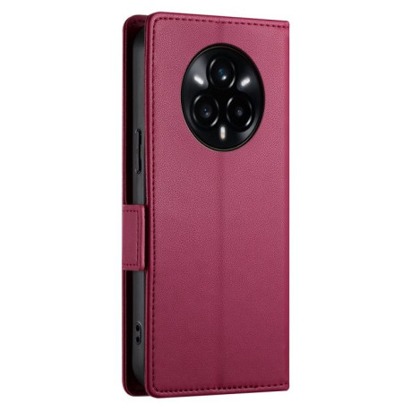 Чохол-книжка Side Buckle Magnetic Frosted Leather для Realme 14 Pro+ - винно-червоний