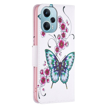 Чохол-книжка Colored Drawing Pattern для Xiaomi Poco F5 5G / Redmi Note 12 Turbo - Flowers Butterfly