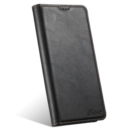 Противоударный чехол Suteni H02 Leather Wallet Stand для iPhone 16 Plus - черный