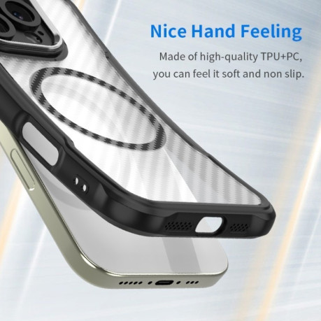 Ударозащитный чехол Carbon Fiber Texture MagSafe Translucent на Samsung Galaxy S25+ 5G - черный