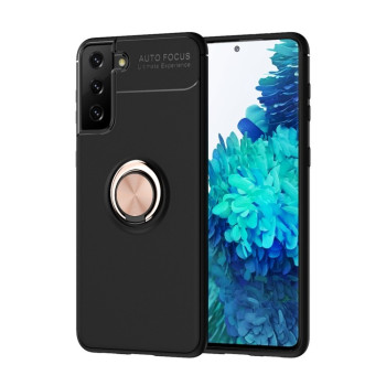 Ударозахисний чохол Metal Ring Holder 360 Degree Rotating Samsung Galaxy S21 Plus - чорно-рожеве золото