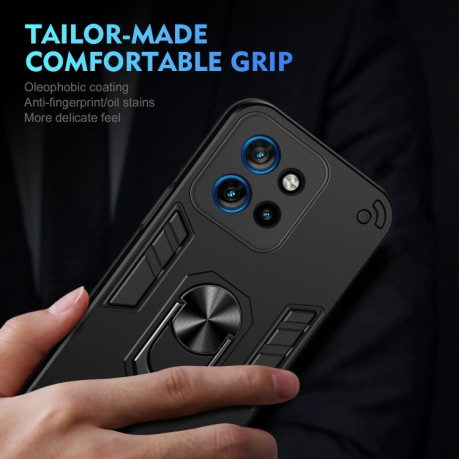 Ударозахисний чохол Shockproof Metal Ring Holder для Motorola Edge 50 Neo - чорний