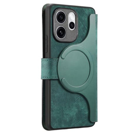 Чохол-книжка CaseNeo MagSafe RFID Anti-theft Retro Leather на OPPO Reno15 F 5G — зелений