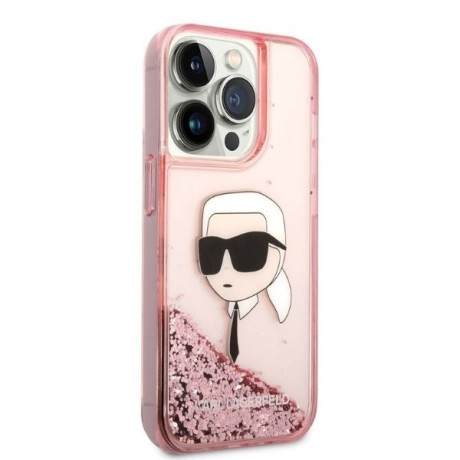 Оригінальний чохол Karl Lagerfeld Glitter Karl's Head для iPhone 14 Pro Max - pink