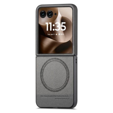 Чехол Twill Fabric Leather Skin Magnetic для Motorola Razr 60 Ultra - серый