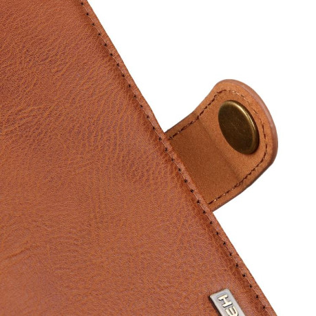Чехол-книжка KHAZNEH Cowhide Texture на Xiaomi Redmi Note 14 4G 164.48mm - коричневый