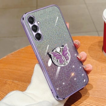 Протиударний чохол Plated Gradient Glitter Butterfly Holder  для Samsung Galaxy A16 5G - фіолетовий