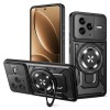 Ударозащитный чехол Transparent MagSafe Magnetic Rotating Ring Holder для Xiaomi Redmi K80 / Poco F7 Pro — чёрный