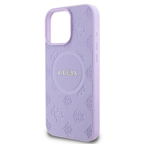 Оригинальный чехол Guess Saffiano Peony Classic Logo MagSafe iPhone 16e - Purple