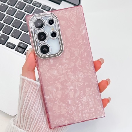 Протиударний чохол Plating Glitter Texture TPU with Lens Film для Samsung Galaxy S25 Ultra 5G - Pink Shell Pattern
