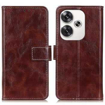 Чехол-книжка Magnetic Retro Crazy Horse Texture на Xiaomi Poco F6 / Redmi Turbo 3 - коричневый