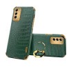 Противоударный чехол 6D Electroplating Crocodile для Samsung Galaxy S23 5G - зеленый
