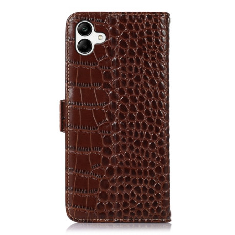 Шкіряний чохол-книжка Crocodile Top Layer Samsung Galaxy A04 4G - коричневий