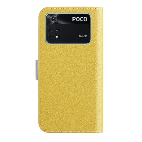 Чехол-книжка Candy Color Litchi для Xiaomi Poco M4 Pro 4G - желтый
