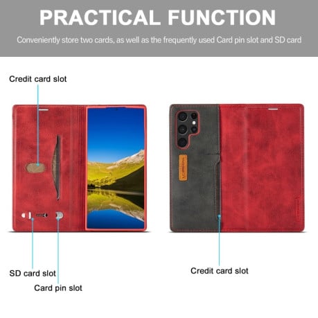 Чехол-книжка LC.IMEEKE LC-001 Series для Samsung Galaxy S22 Ultra 5G - красный