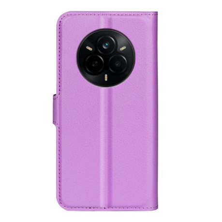 Чохол-книжка Litchi Texture Horizontal Flip Leather на Realme 14 Pro+ - фіолетовий