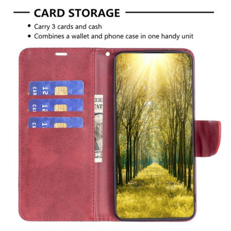Чехол-книжка Lambskin Texture Pure Color для Xiaomi Redmi Note 14 5G/Poco M7 Pro 5G - красный