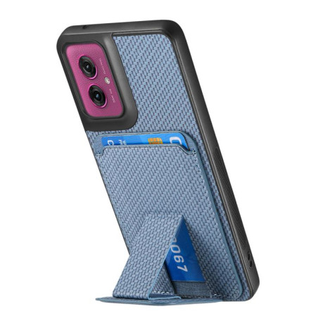 Противоударный чехол Carbon Fiber Card Bag для Motorola Moto G55 - синий