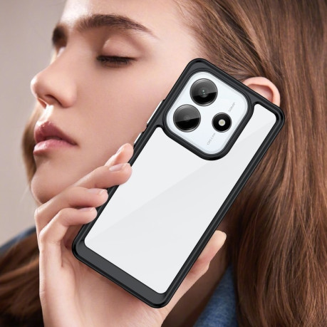 Противоударный чехол  Colorful Acrylic Series с цветной силиконовой боковиной на Xiaomi Redmi Note 14 5G/Poco M7 Pro 5G - черный