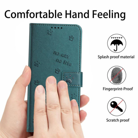 Чохол-книжка Embossed Kitten Phone Leather для Infinix Note 50 4G / 50 Pro 4G - зелений