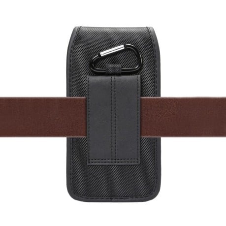Універсальний чохол для смартфонів діагоналлю 6.4-6.9 Cowhide Texture Oxd Cloth Waist Bag - чорний