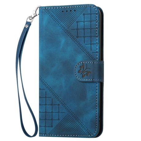 Чехол-книжка Grid Butterfly Embossed Pattern Flip Leather для Xiaomi Redmi Note 14 Pro 5G/Poco X7 - синий