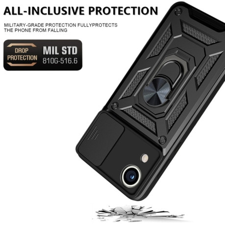 Противоударный чехол Camera Sliding для  Samsung Galaxy A03 Core  - черный