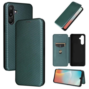 Чехол-книжка Carbon Fiber Texture на Samsung Galaxy M16 5G / F16 5G - зеленый