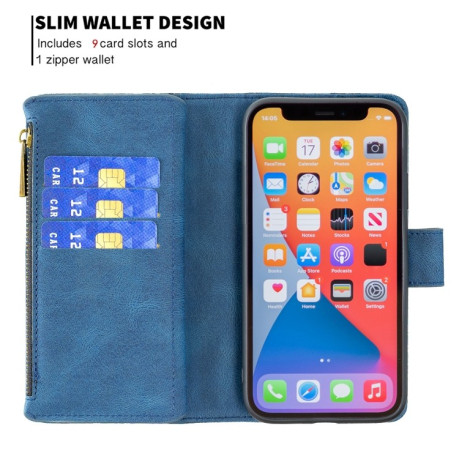 Чехол-кошелек Flying Butterfly Embossing для iPhone 13 mini - синий