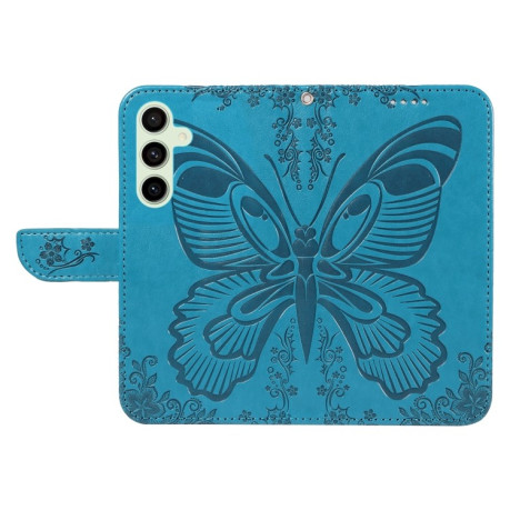 Чехол-книжка Swallowtail Butterfly Embossed Leather для Samsung Galaxy S24 FE 5G - синий