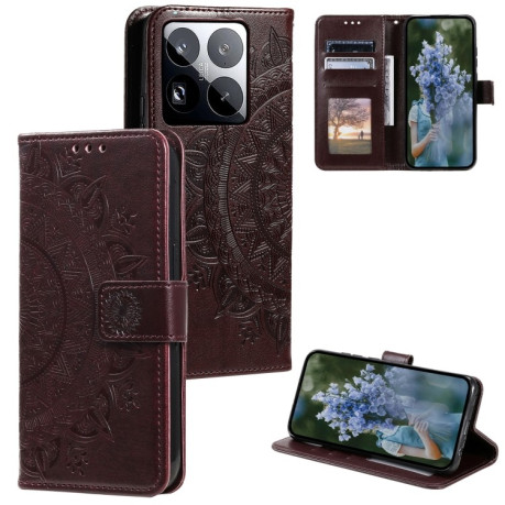 Чохол-книжка Totem Flower для Xiaomi 15 Pro - коричневий