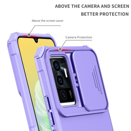 Противоударный чехол Stereoscopic Holder Sliding для Vivo V23e / S10e 5G - фиолетовый