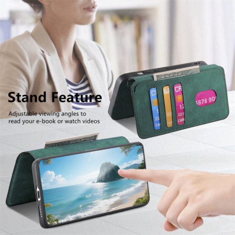 Чохол-книжка CaseNeo MagSafe RFID Anti-theft Retro Leather на OPPO Reno15 F 5G — зелений