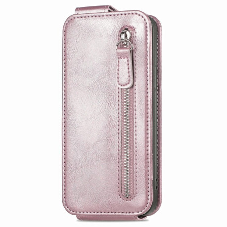 Чехол Cross Leather Ring Vertical Zipper Wallet для Samsung Galaxy M15 - розовый