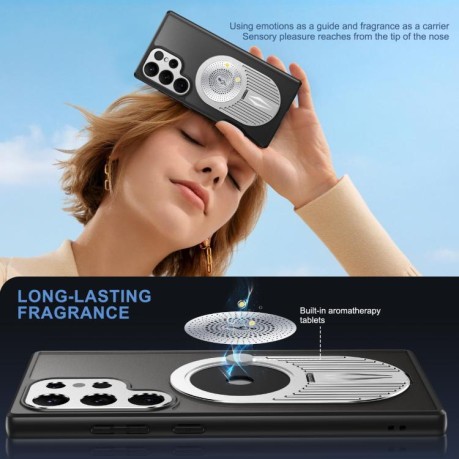 Противоударный чехол Heat Dissipation Aromatherapy MagSafe Holder для Samsung Galaxy S25 Ultra 5G - серебристый