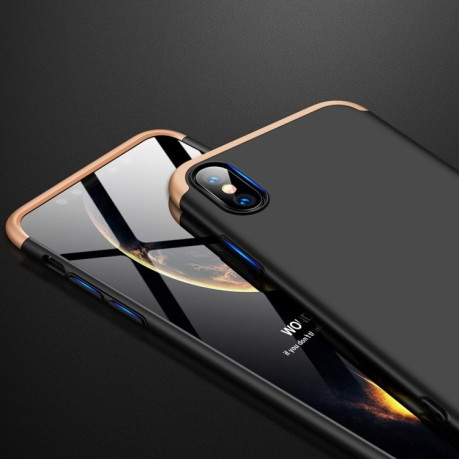 Чехол GKK Three Stage Splicing Full Coverage Case на iPhone XS Max-черно-золотой