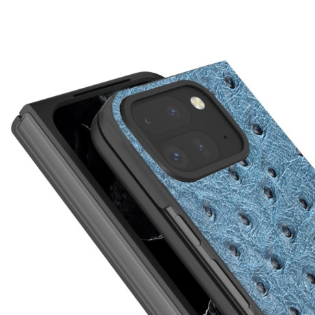 Шкіряний чохол ABEEL Genuine Leather Ostrich Texture для Google Pixel 9 Pro Fold - синій