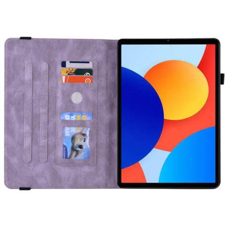 Чохол-книжка Butterfly Flower Embossed Leather на Xiaomi Redmi Pad SE 8.7 - фіолетовий