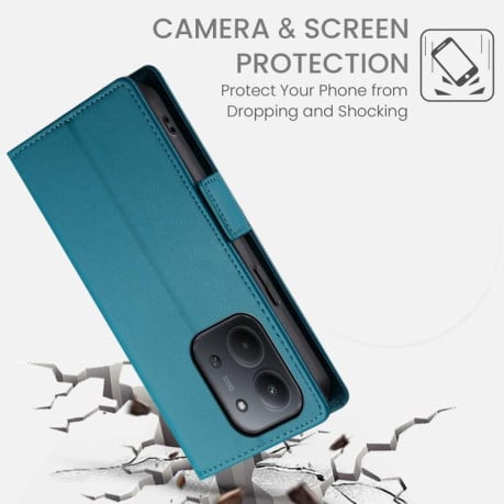 Чохол-книжка Side Buckle Magnetic Frosted Leather на Xiaomi Redmi 15C 5G / 4G EU 173mm / Poco C85 5G - синій