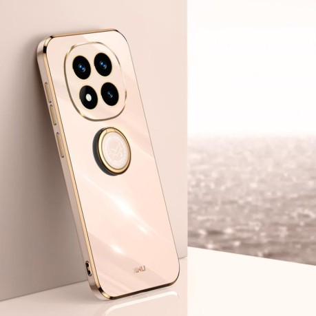 Противоударный чехол XINLI Straight Edge with Ring Holder для Redmi Note 14 Pro 4G Global - розовый