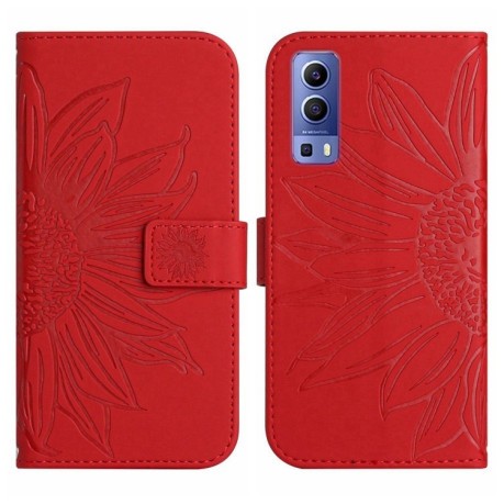 Чохол-книжка Skin Feel Sun Flower для Vivo Y72 5G/iQOO Z3/Y52 5G/Y53S - червоний