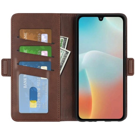 Чехол-книжка Dual-side Magnetic Buckle для на Samsung Galaxy M16 / F16 - коричневый